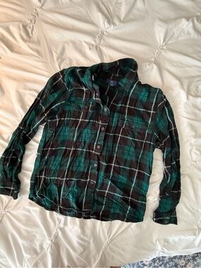 George Green and Black Plaid Button-Down Shirt